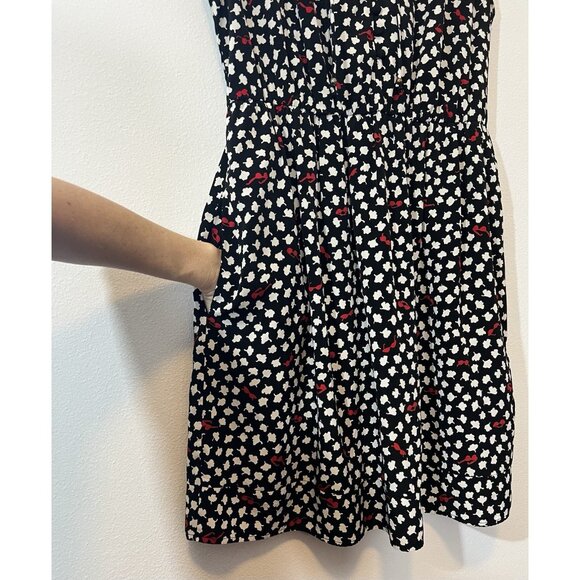 Anthropologie Maeve Odelia Black Floral Mini Dress Size Medium Sunglasses Pocket - Picture 8 of 15